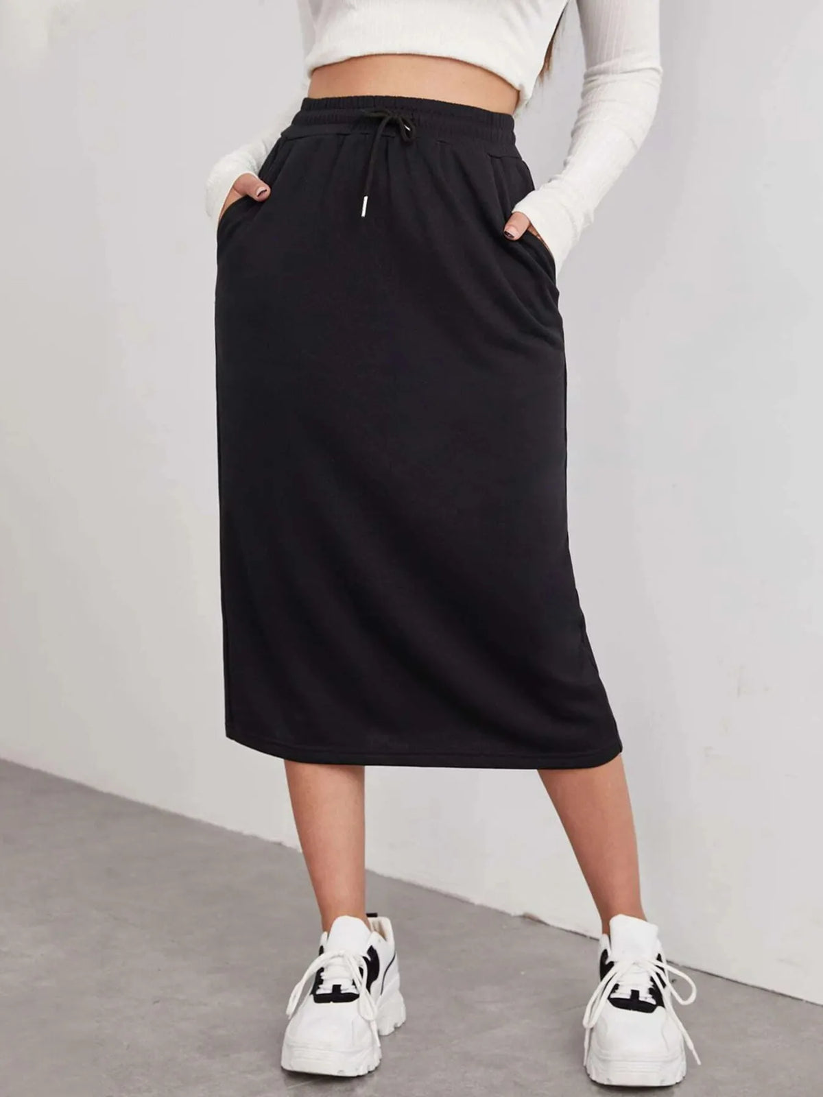 Slit Drawstring Midi Skirt | STAHlin RADIANCE