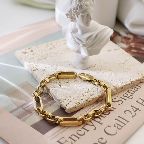 18K Gold-Plated Chunky Gold Chain Link Bracelet | STAHlin RADIANCE
