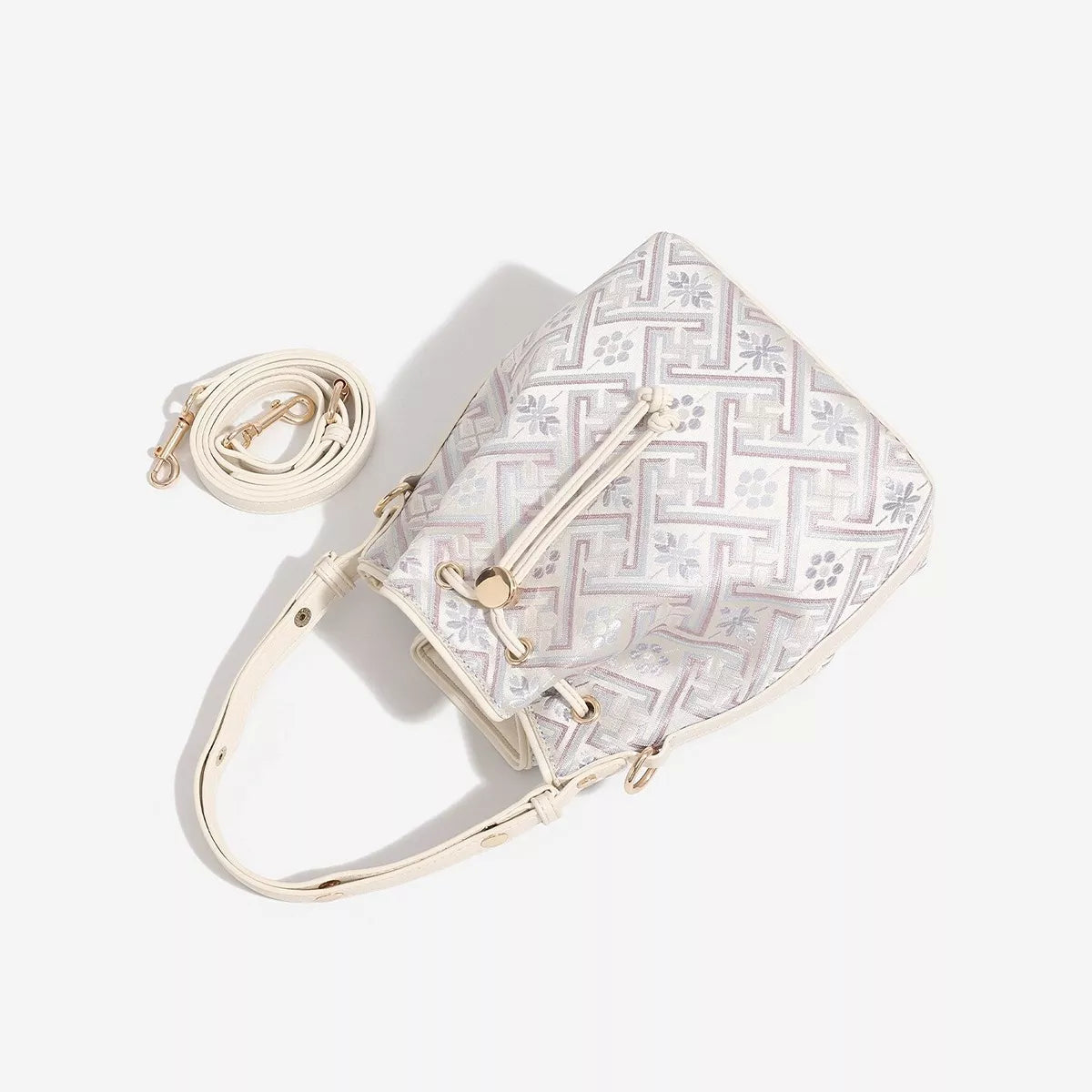 Geometric Pattern Drawstring Crossbody Bucket Bag | STAHlin RADIANCE