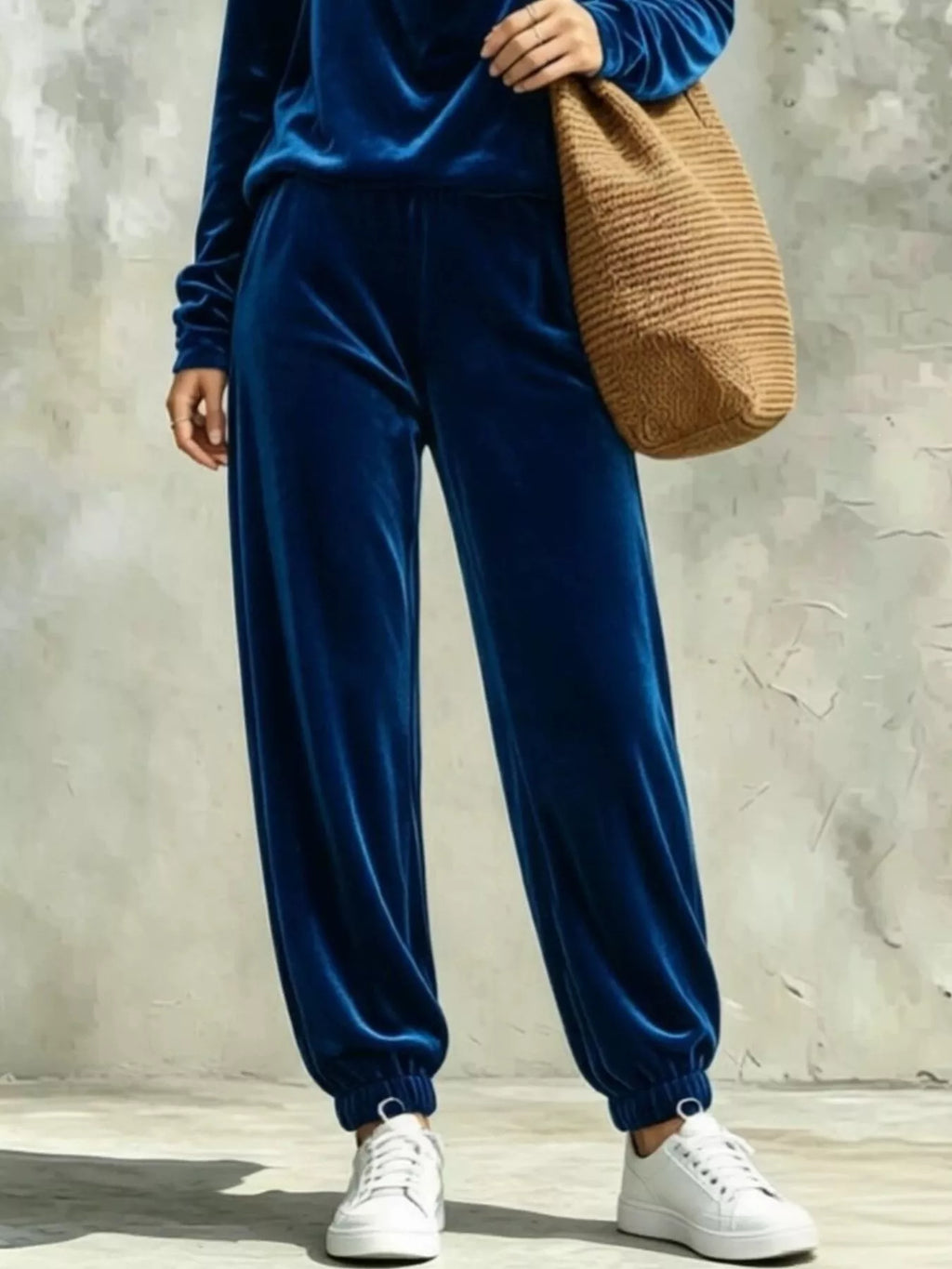 Full Size Velvet Cowl Neck Long Sleeve Top and Pants Set Plus Size | STAHlin RADIANCE