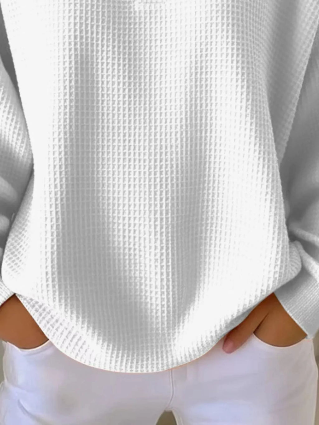 Full Size Waffle Knit Button Detail Top Plus Size | STAHlin RADIANCE