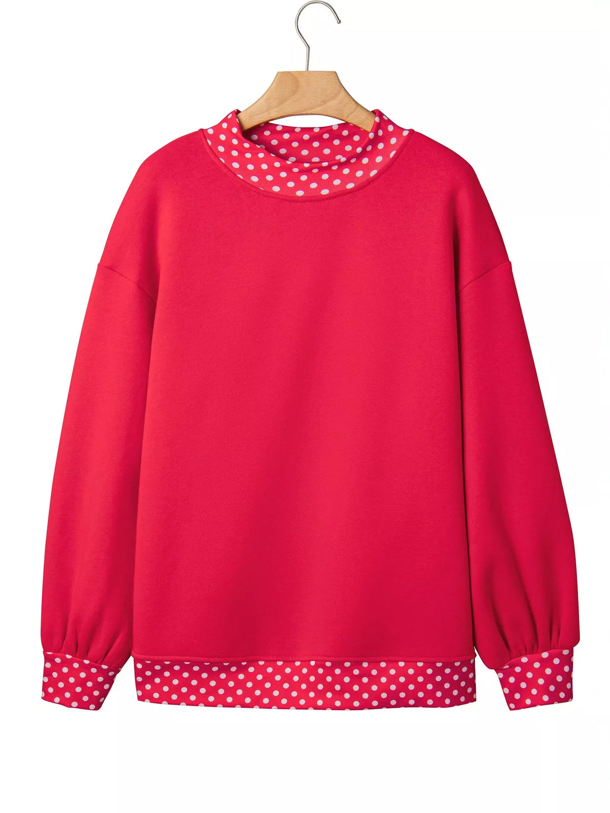 Polka Dot Trim Contrast Crew Neck Sweatshirt | STAHlin RADIANCE