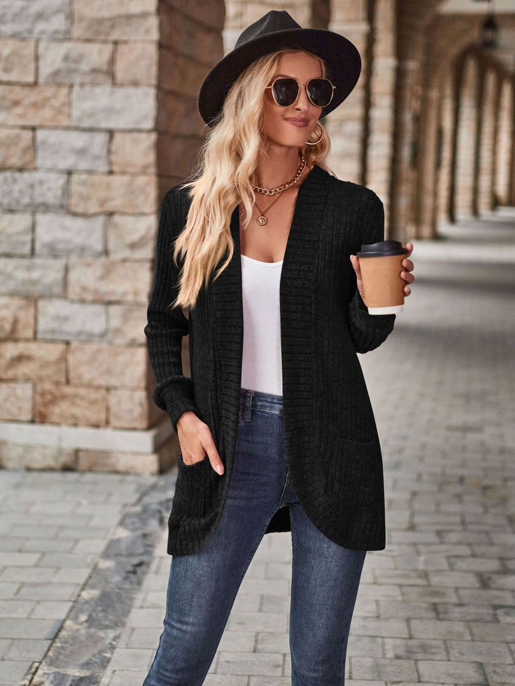 Open Front Cardigan with Pockets | STAHlin RADIANCE