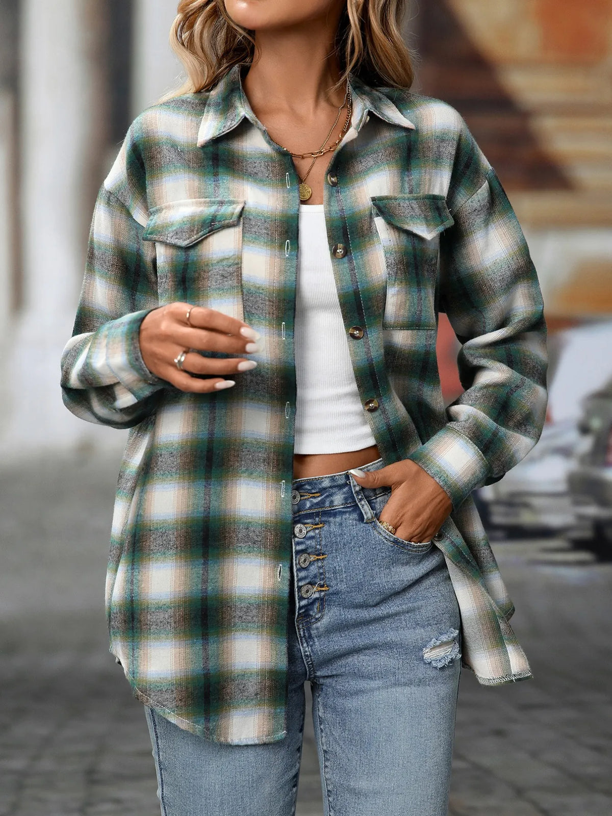 Oversized Plaid Button-Up Shirt | STAHlin RADIANCE