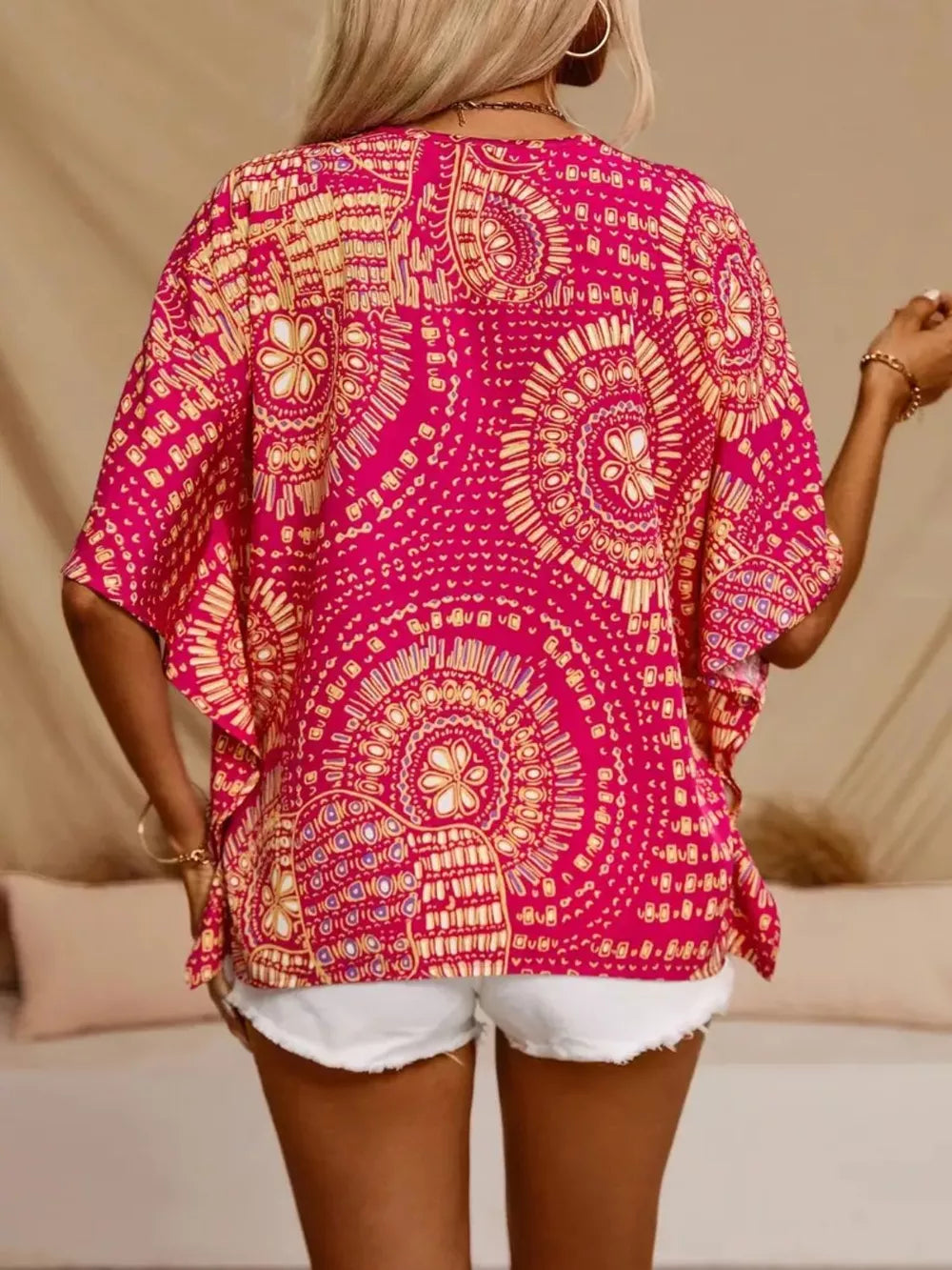 Printed V-Neck Half Sleeve Top | STAHlin RADIANCE
