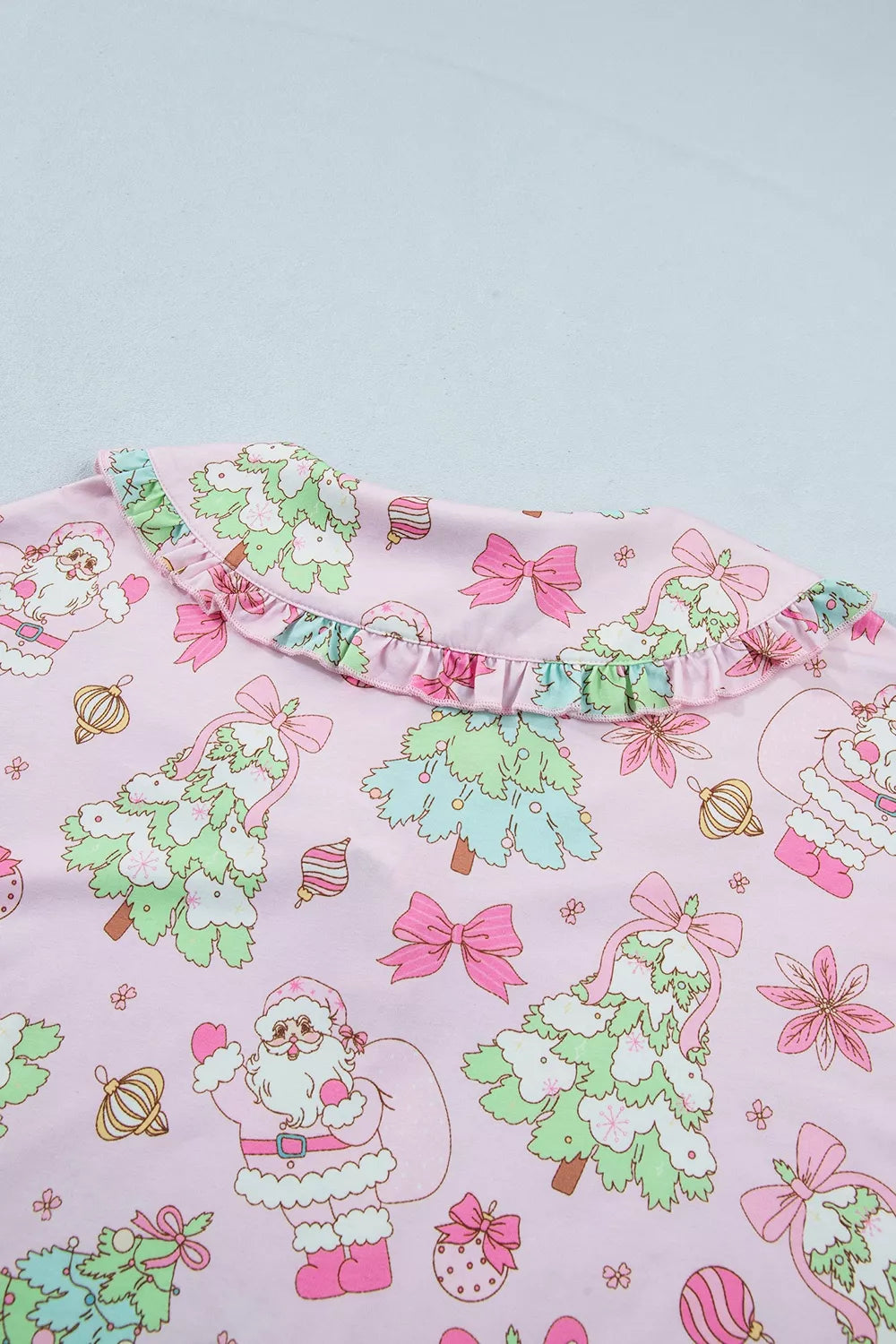 Christmas Print Button Front Long Sleeve Lounge Set | STAHlin RADIANCE
