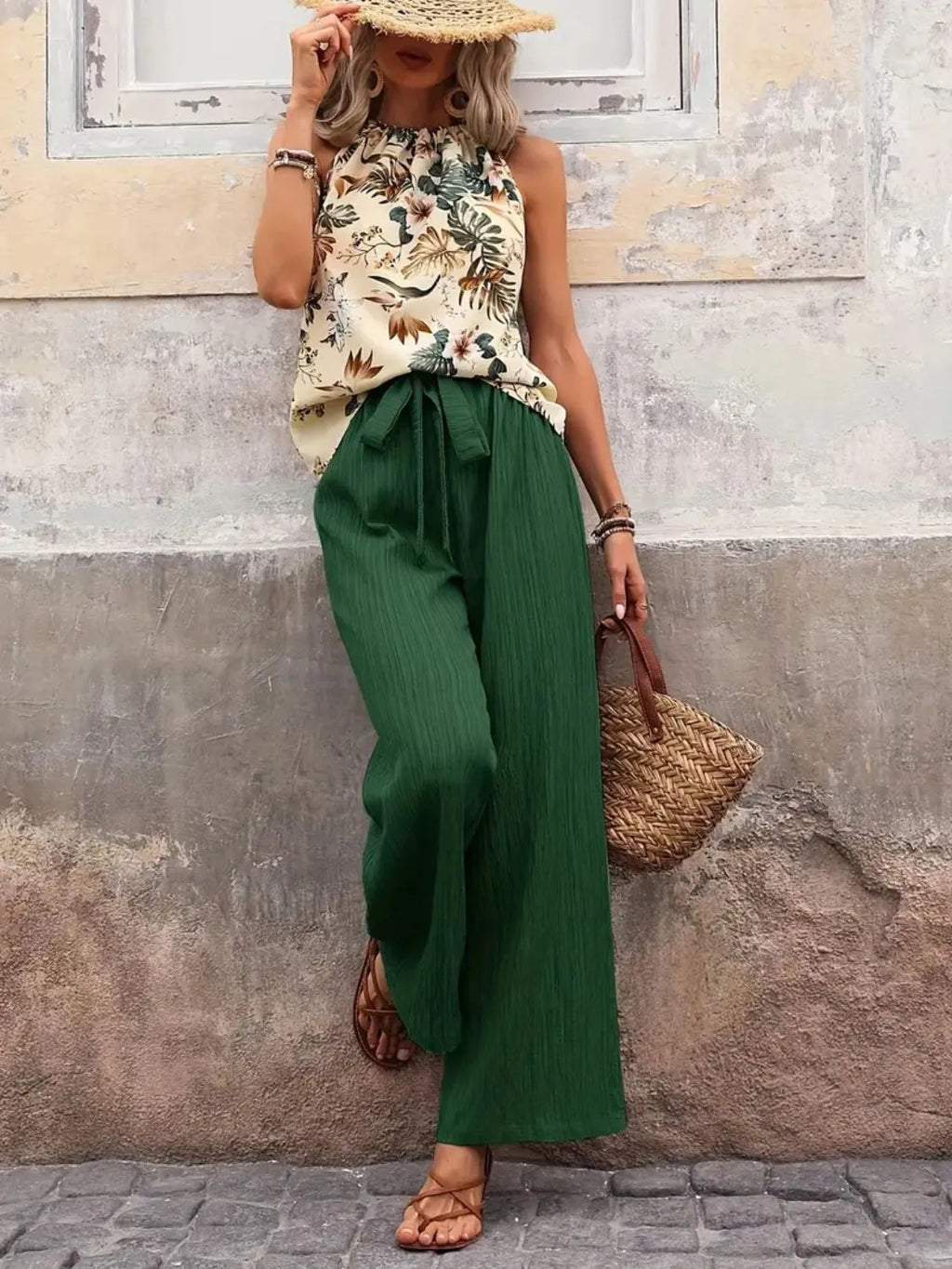 Printed Tank Top and Wide Leg Pants Set | STAHlin RADIANCE