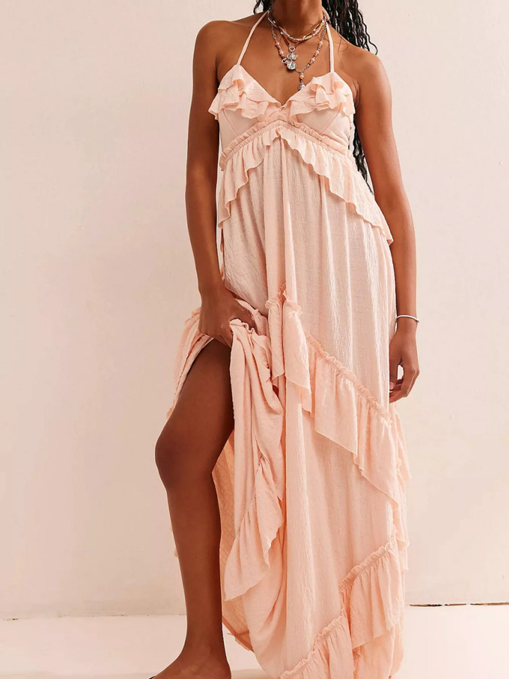 Ruffled Halter Neck Maxi Dress | STAHlin RADIANCE