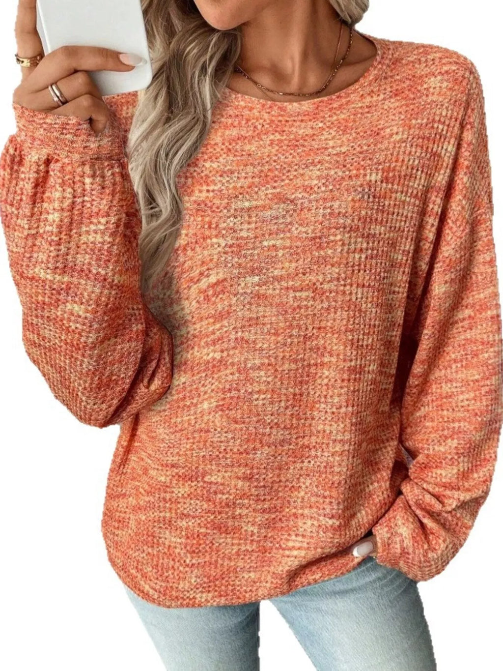 Space-Dyed Long Sleeve Waffle-Knit Top | STAHlin RADIANCE