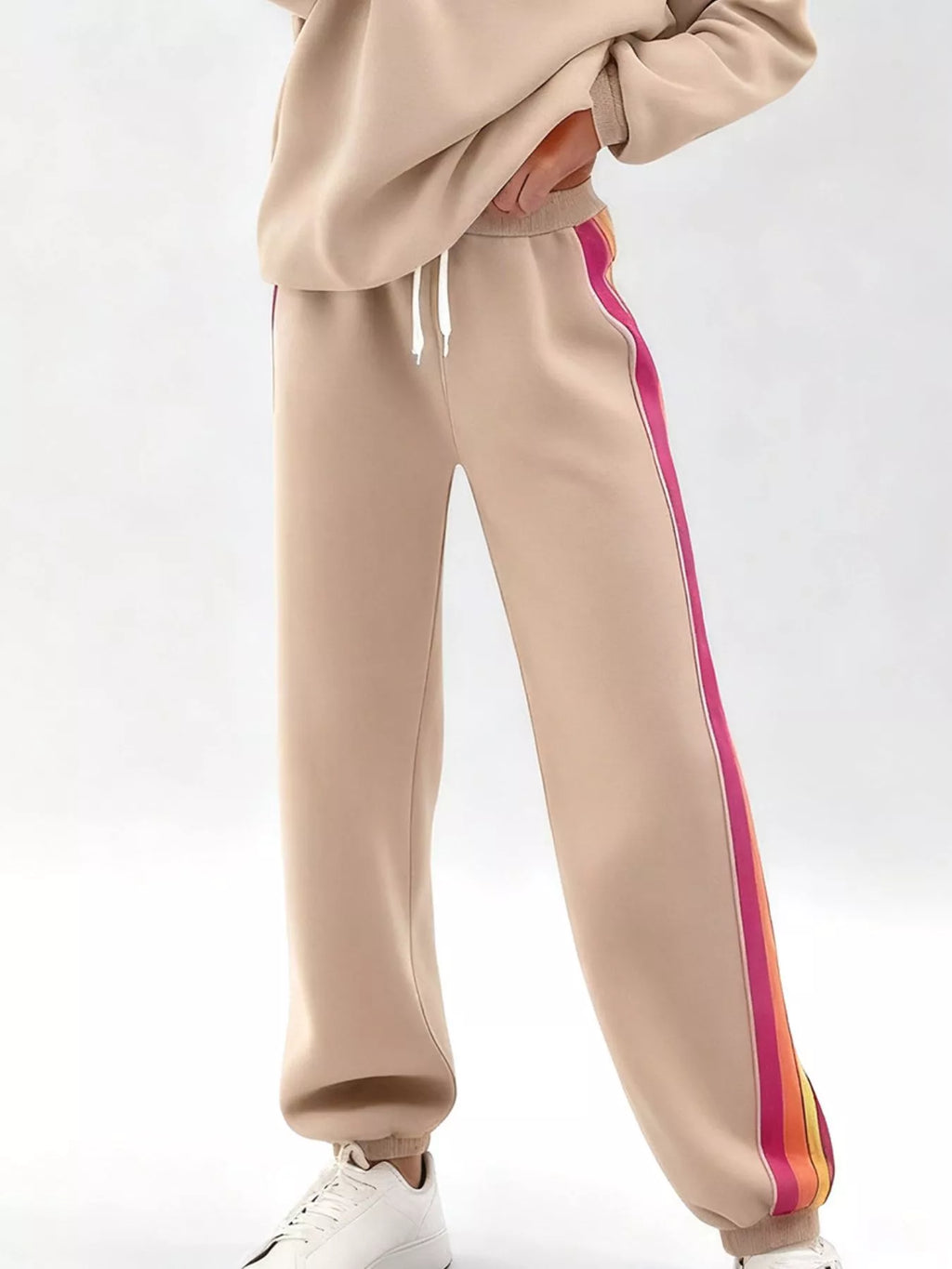 Striped Round Neck Sweatshirt and Pants Set | STAHlin RADIANCE