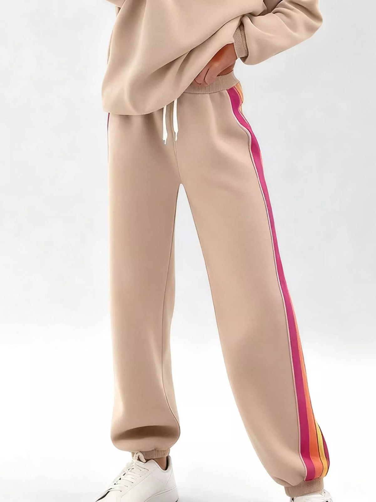 Striped Round Neck Sweatshirt and Pants Set | STAHlin RADIANCE