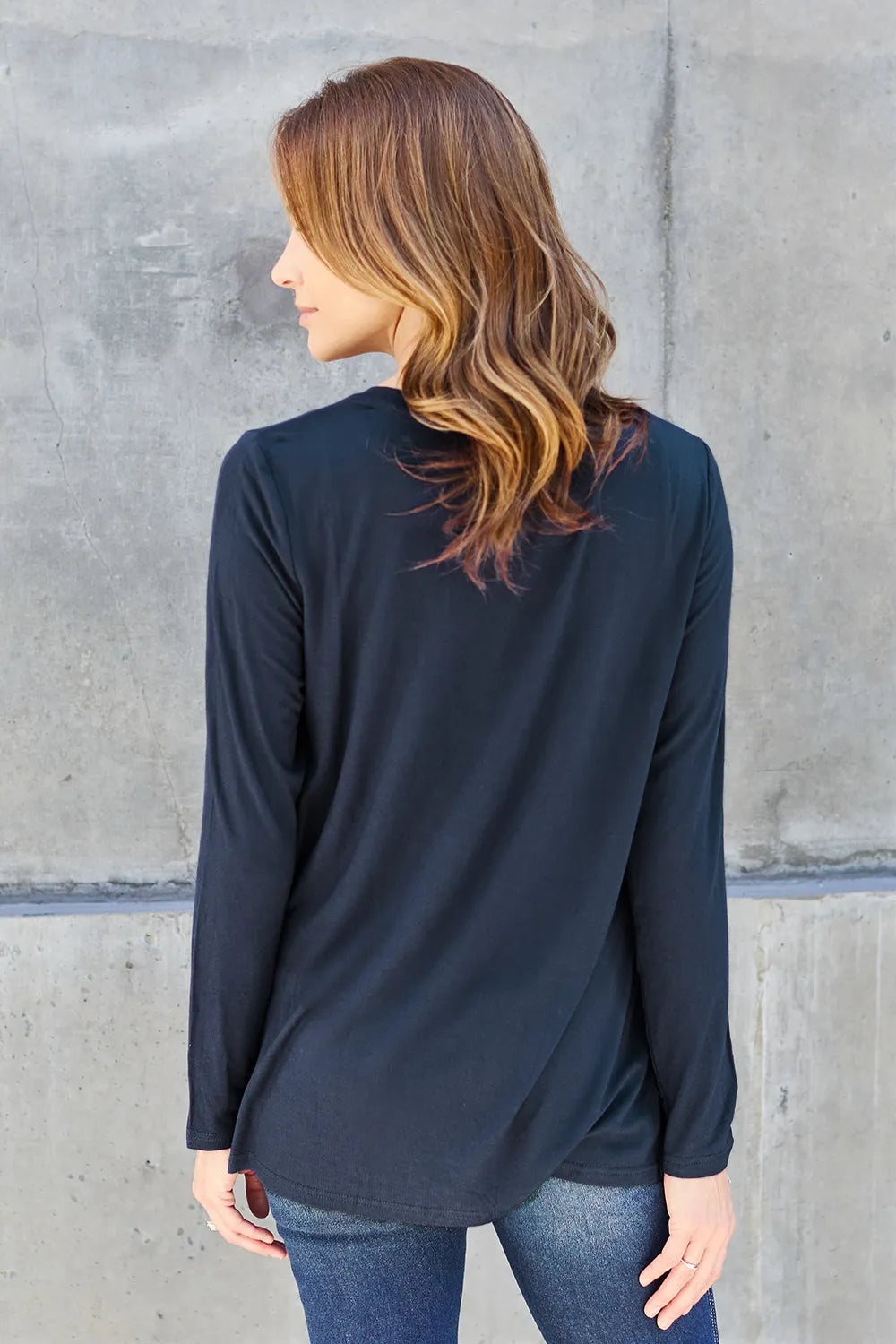 Basic Bae Full Size V-Neck Long Sleeve Top | STAHlin RADIANCE