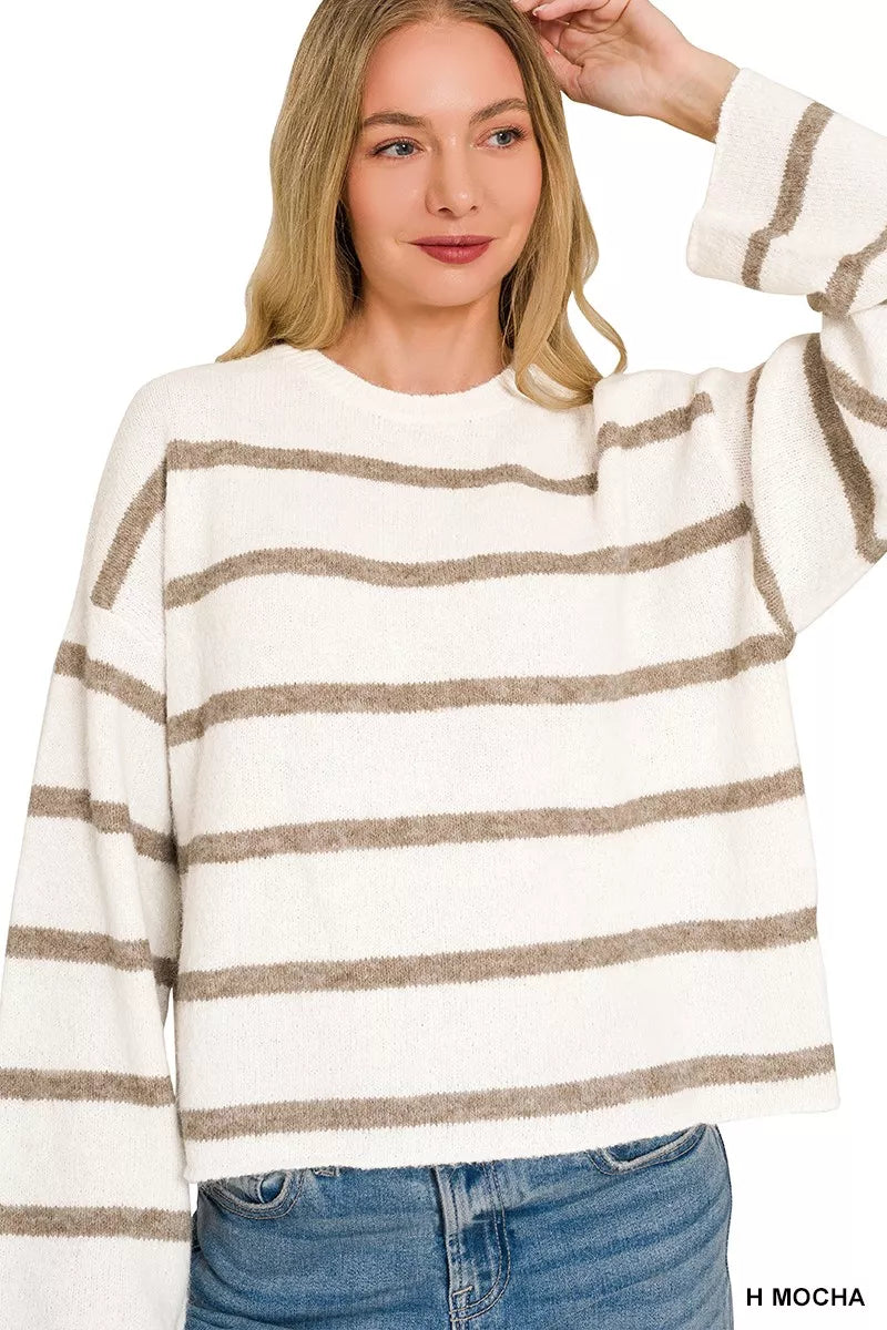 Zenana Wool Blend Striped Sweater | STAHlin RADIANCE