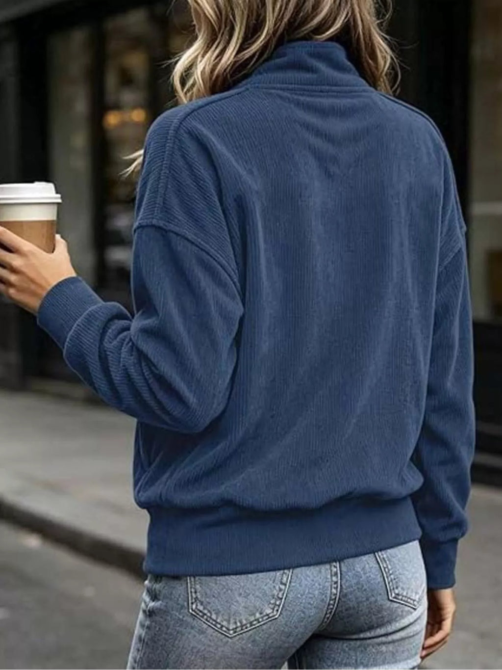 Full Size Quarter Snap Kangaroo Pocket Sweatshirt Plus Size | STAHlin RADIANCE