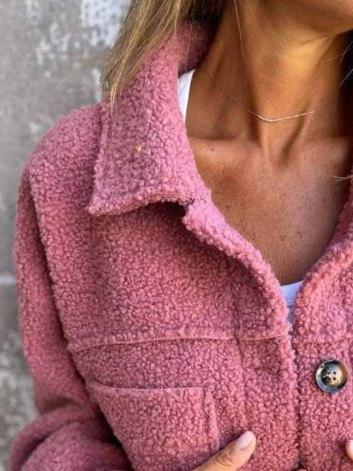 Full Size Single-Breasted Sherpa Shacket Plus Size | STAHlin RADIANCE