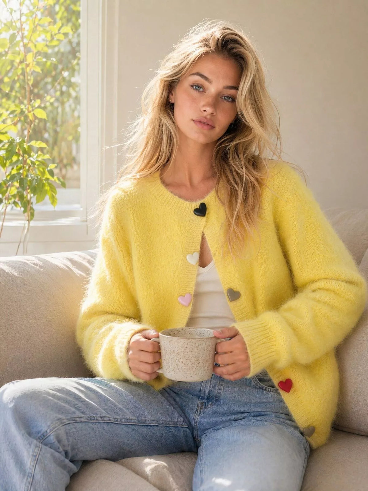 Heart Buttons Fuzzy Cardigan | STAHlin RADIANCE