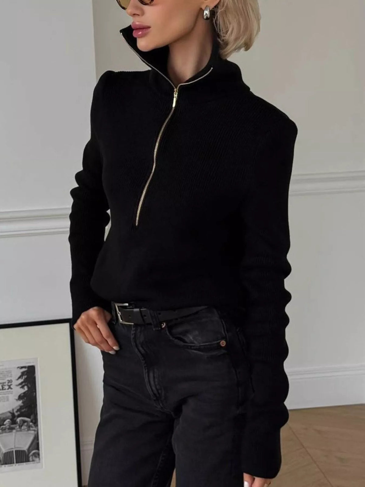 Ribbed Knit Quarter-Zip Sweater | STAHlin RADIANCE