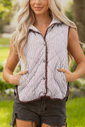 Stripe Quilted Wavy Hem Snap Button Vest | STAHlin RADIANCE
