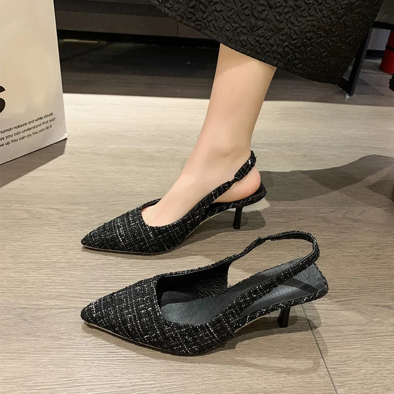 Point Toe Kitten Heel Slingback Pumps | STAHlin RADIANCE