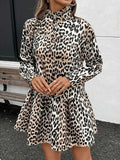 Leopard Print Long Sleeve Mock Neck Mini Dress | STAHlin RADIANCE