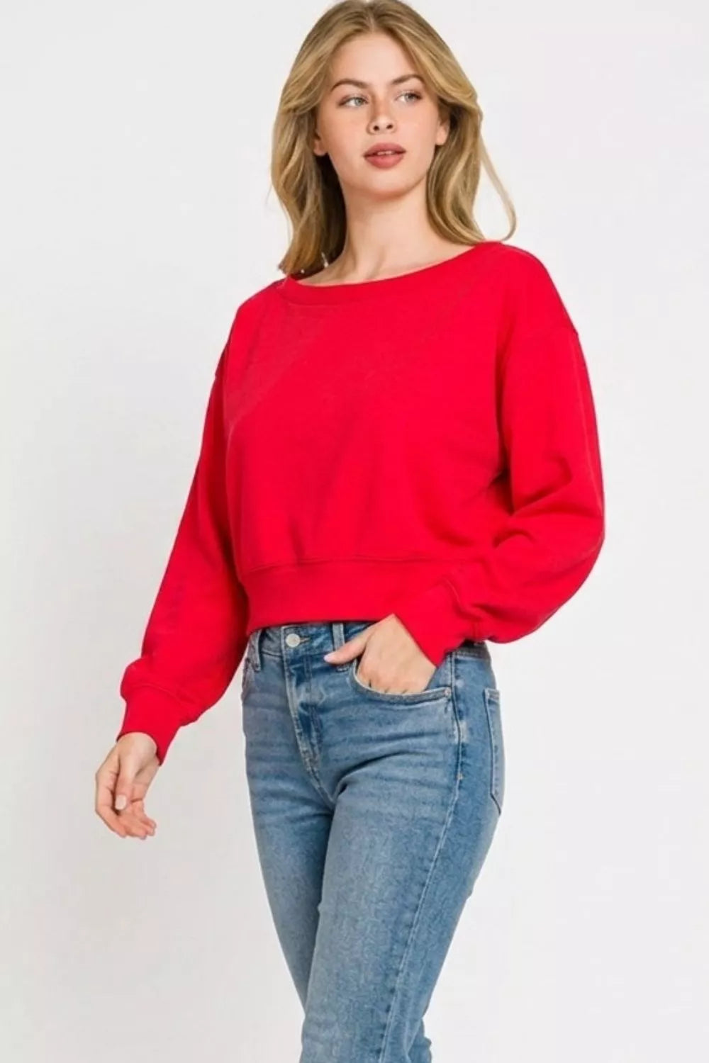 Zenana Scuba Cropped Boat Neck Pullover Sweatshirts | STAHlin RADIANCE