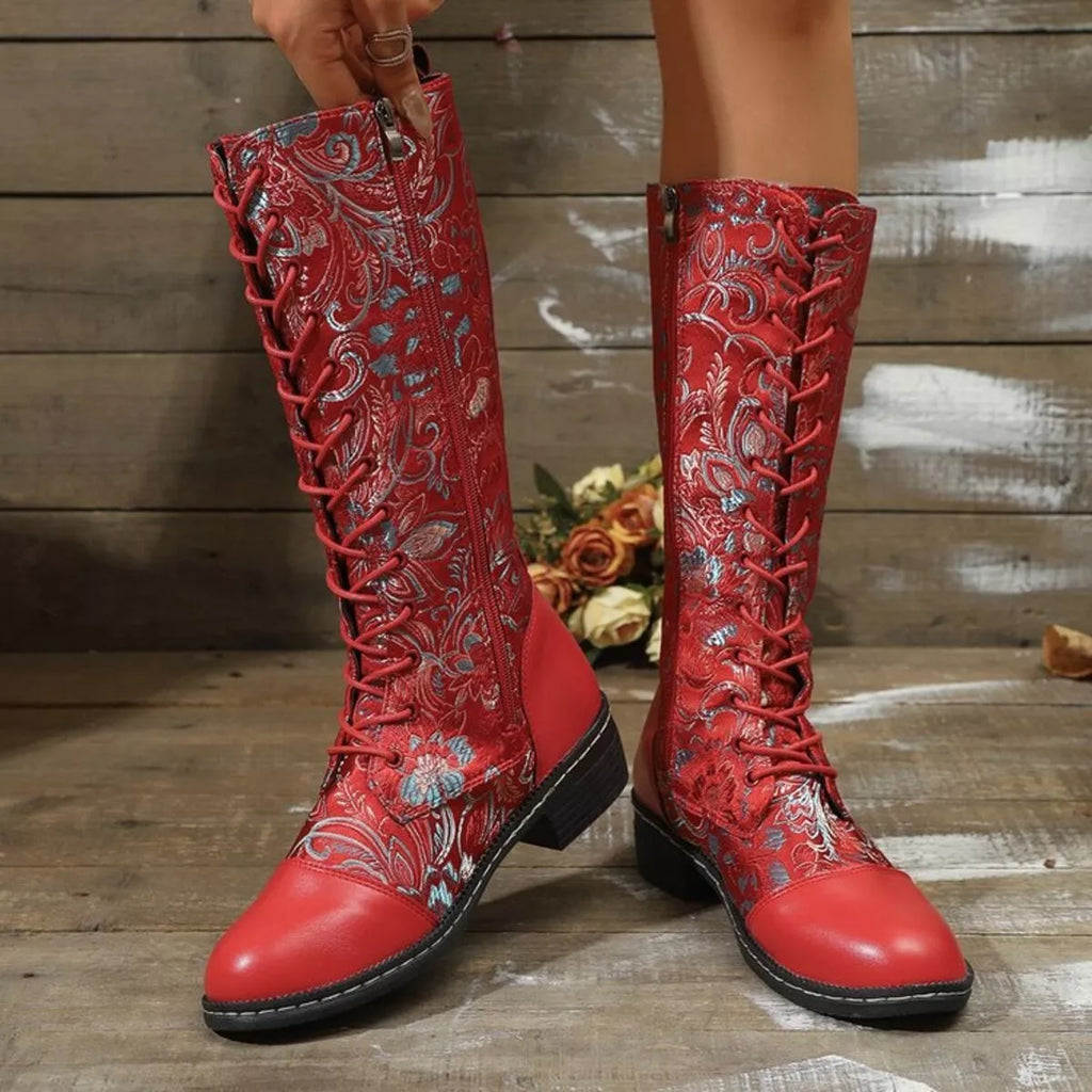 Lace Up Block Heels Boots | STAHlin RADIANCE