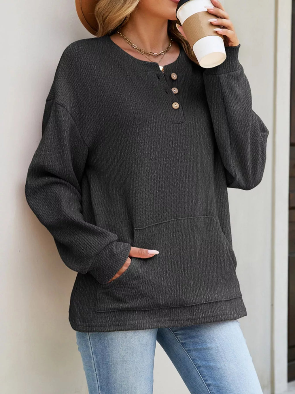 The Darcy Button Sweatshirt | STAHlin RADIANCE