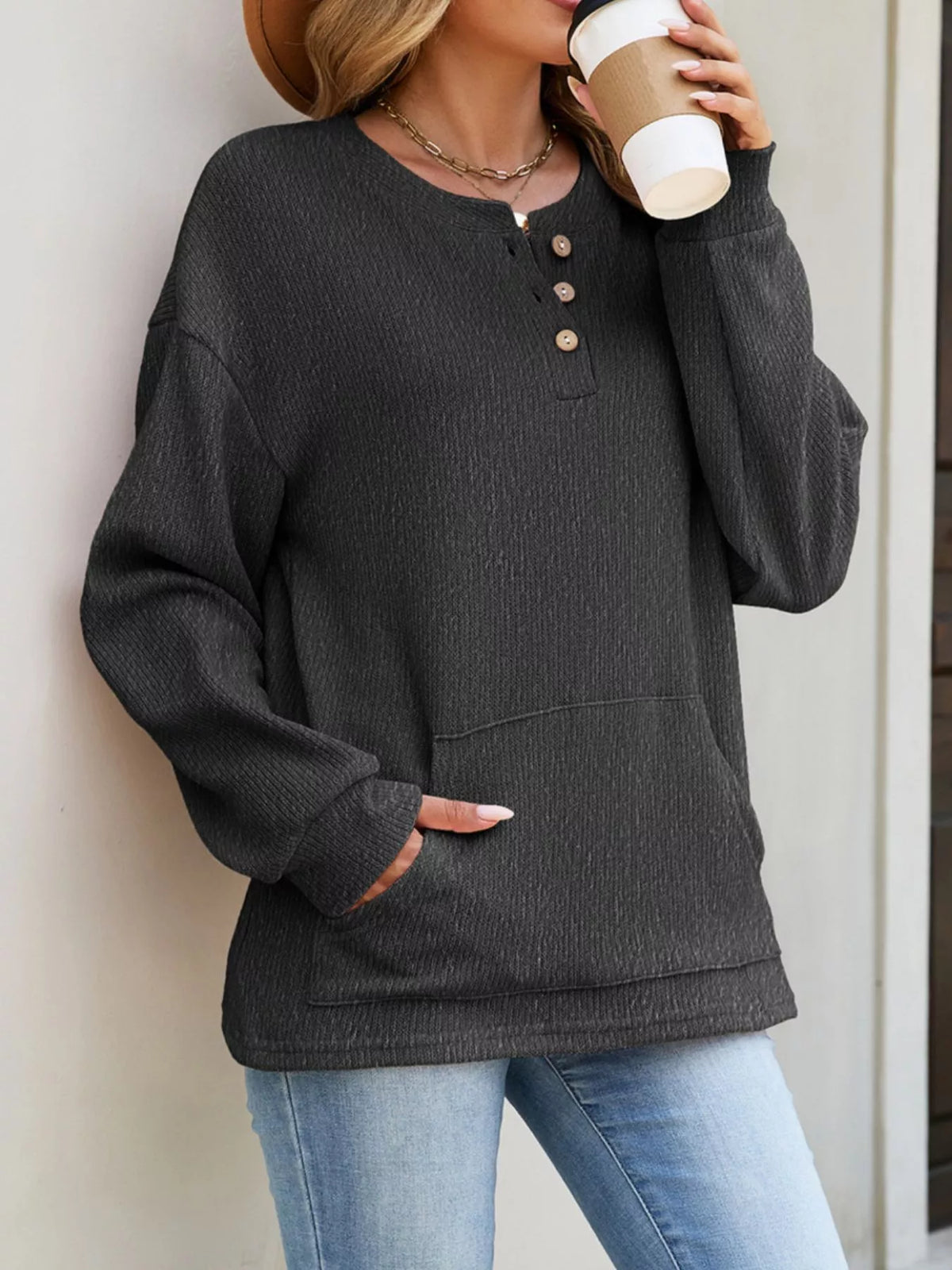 The Darcy Button Sweatshirt | STAHlin RADIANCE