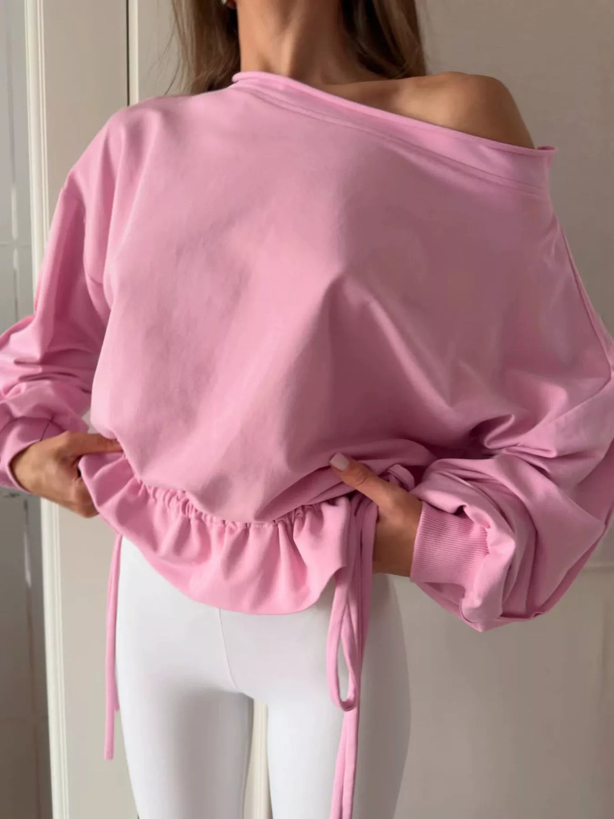 Ruffled Hem One Shoulder Sweatshirt | STAHlin RADIANCE