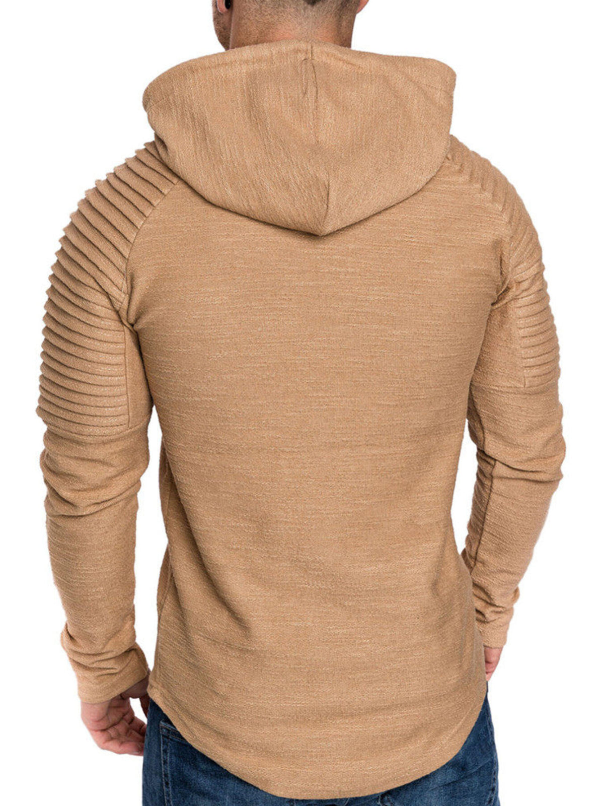 Men's Plus Size Slim Fit Ribbed Hoodie with Drawstring | STAHlin RADIANCE