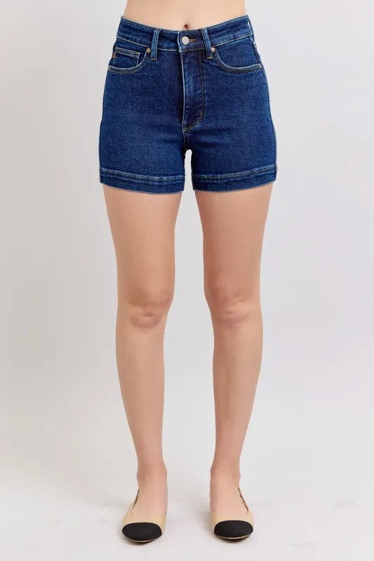 Judy Blue Full Size High Waist Tummy Control Denim Shorts Plus Size | STAHlin RADIANCE