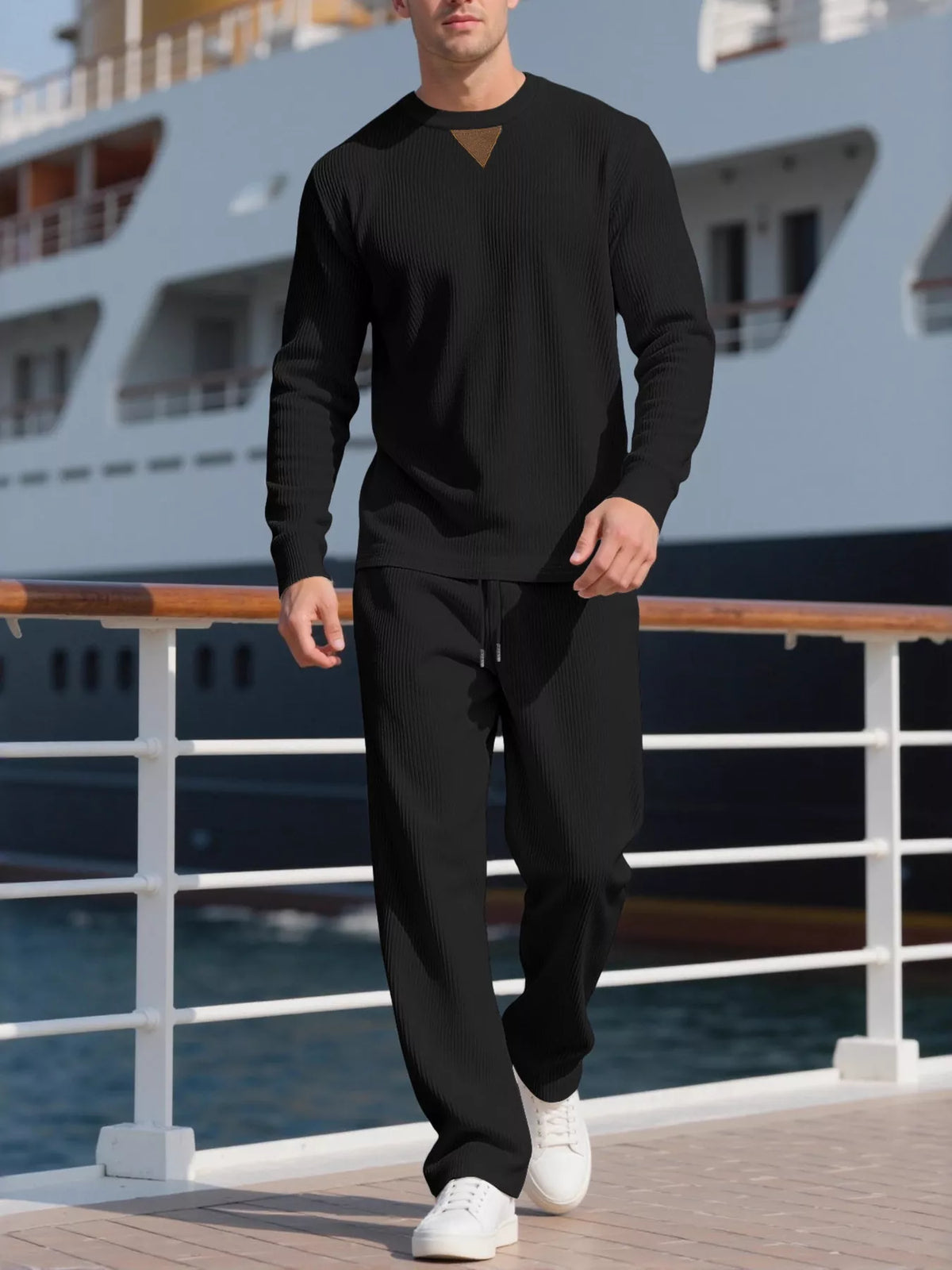 Men's Full Size Casual Crewneck Long Sleeve Sweatshirt and Jogger Set Plus Size | STAHlin RADIANCE