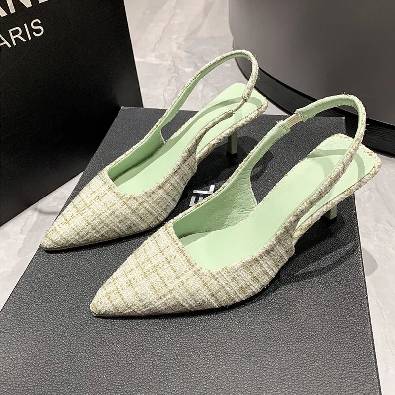 Point Toe Kitten Heel Slingback Pumps | STAHlin RADIANCE
