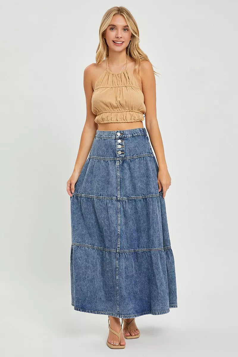 RISEN High Rise Ruffle Long Skirts | STAHlin RADIANCE