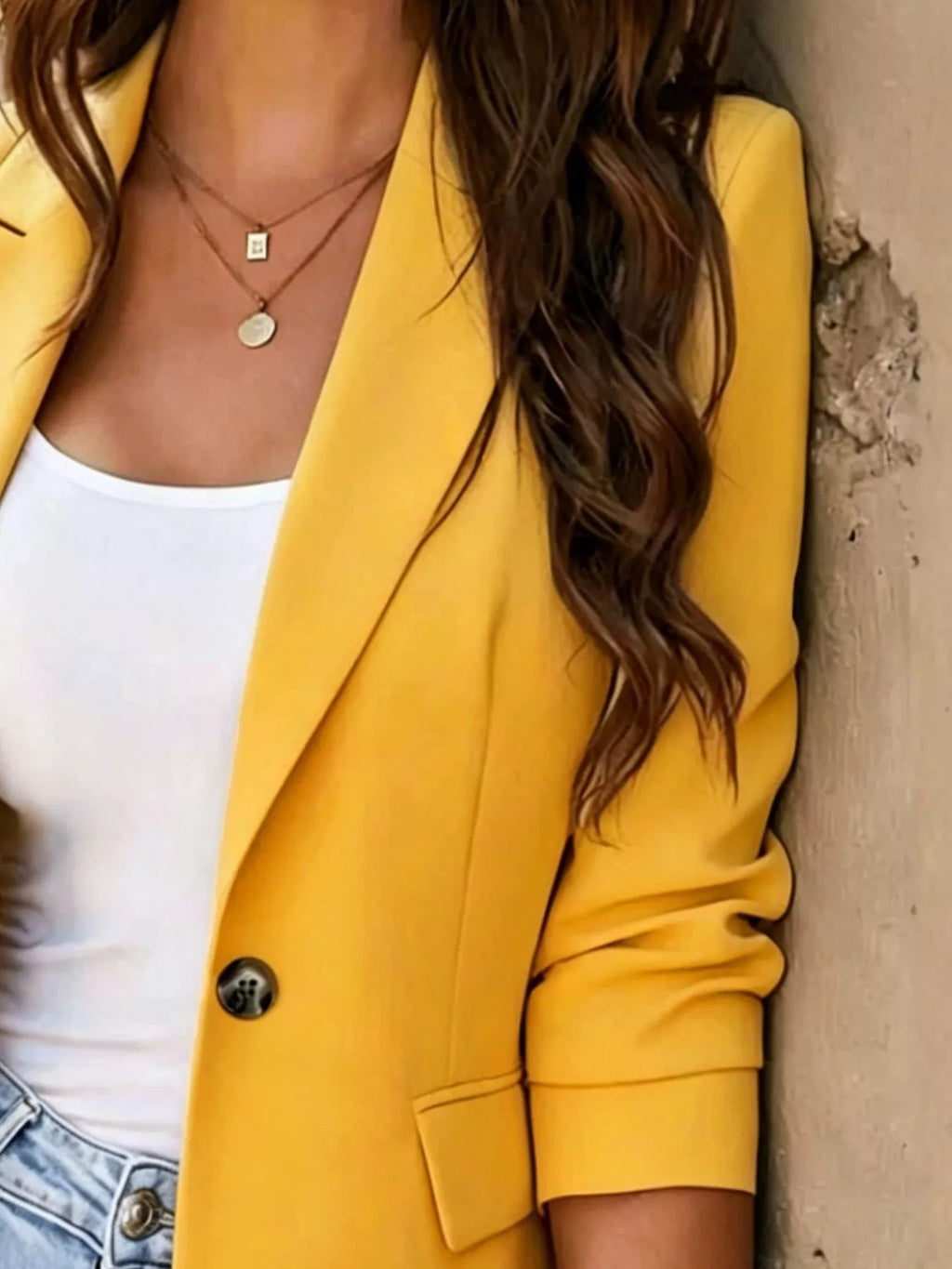 Full Size Single-Breasted Lapel Collar Blazer Plus Size | STAHlin RADIANCE