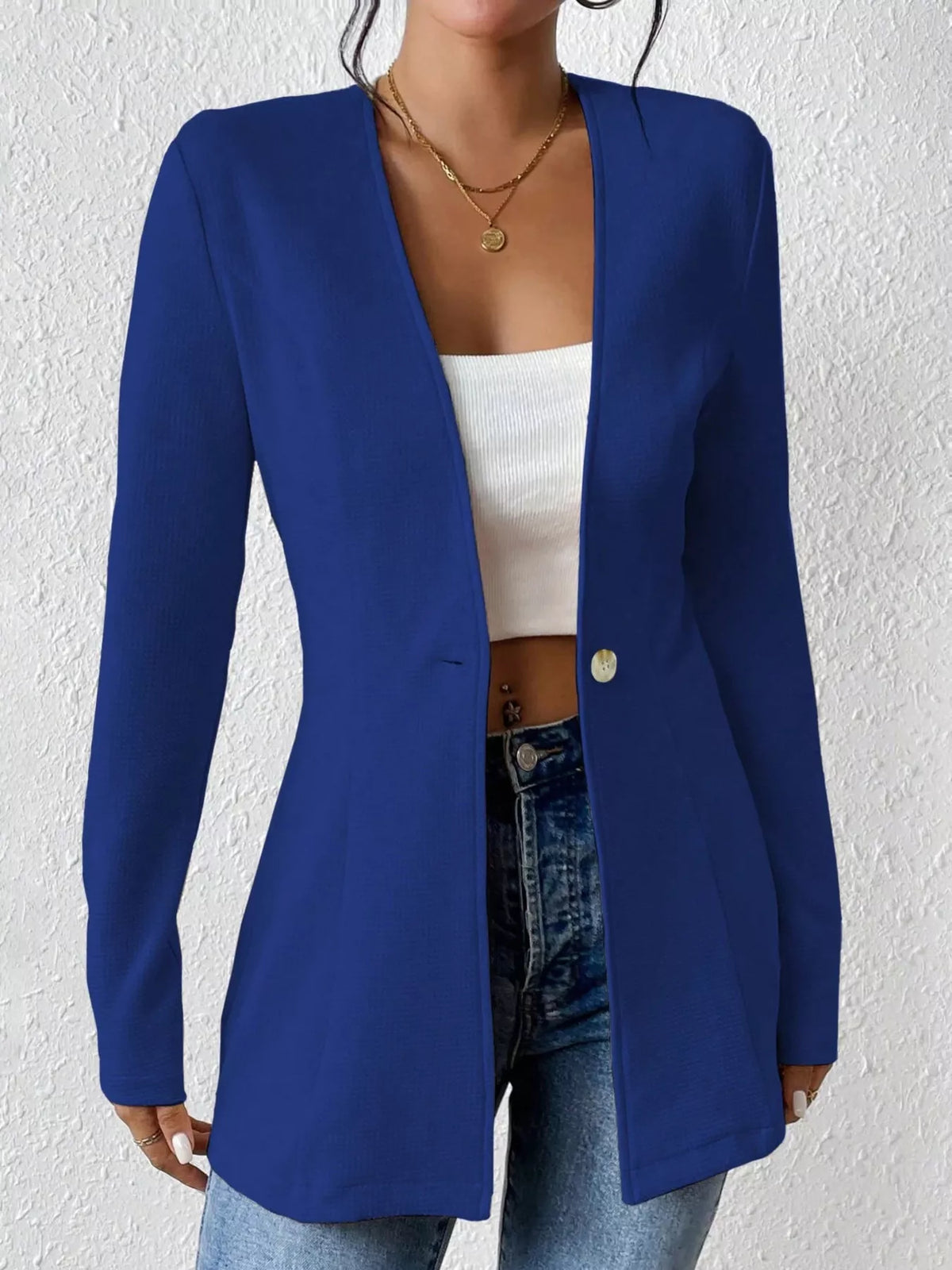 One Button Long Sleeve Blazer | STAHlin RADIANCE