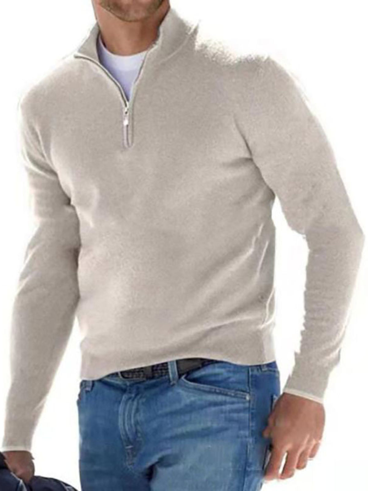 Men's Full Size Quarter-Zip Long Sleeve Sweater Plus Size | STAHlin RADIANCE
