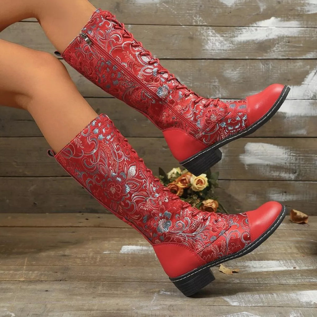 Lace Up Block Heels Boots | STAHlin RADIANCE