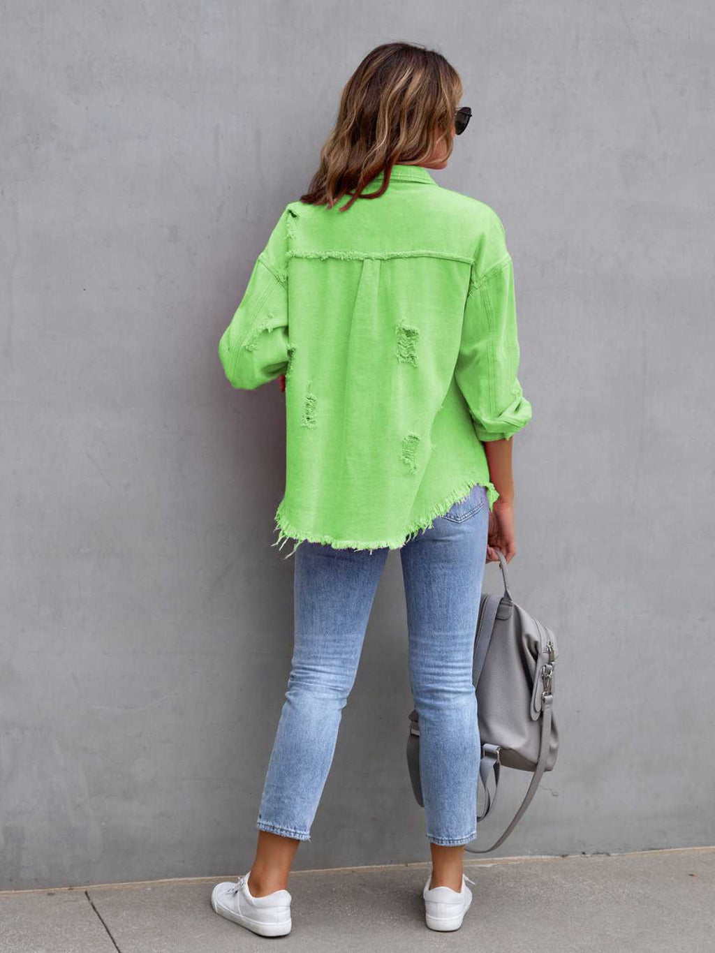 Distressed Drop Shoulder Denim Jacket | STAHlin RADIANCE