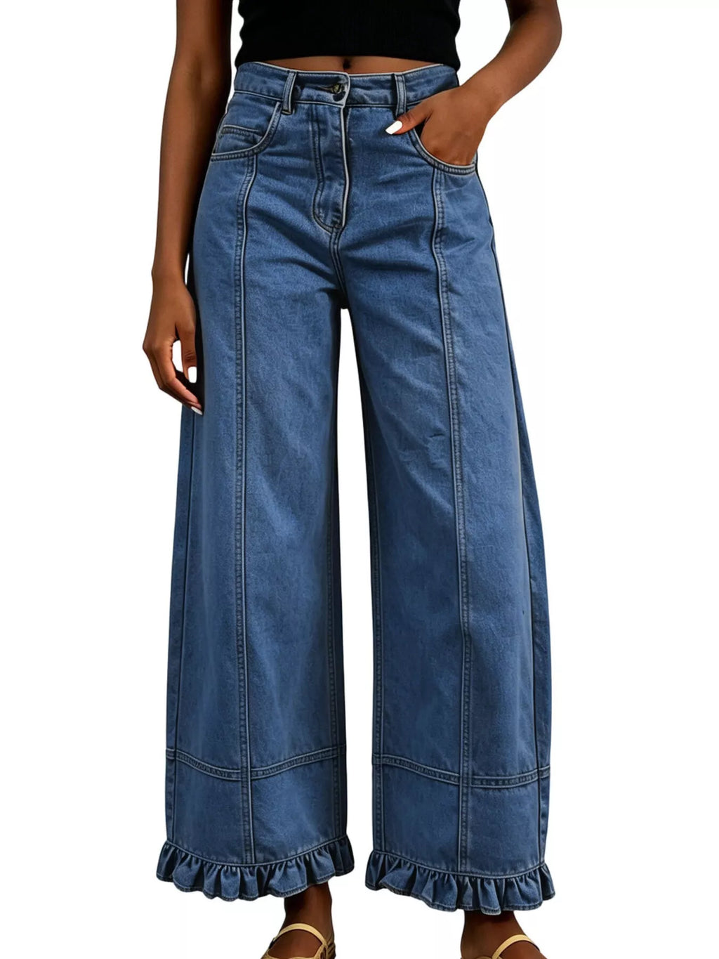 The Nova Ruffle Hem Wide-Leg Jeans | STAHlin RADIANCE
