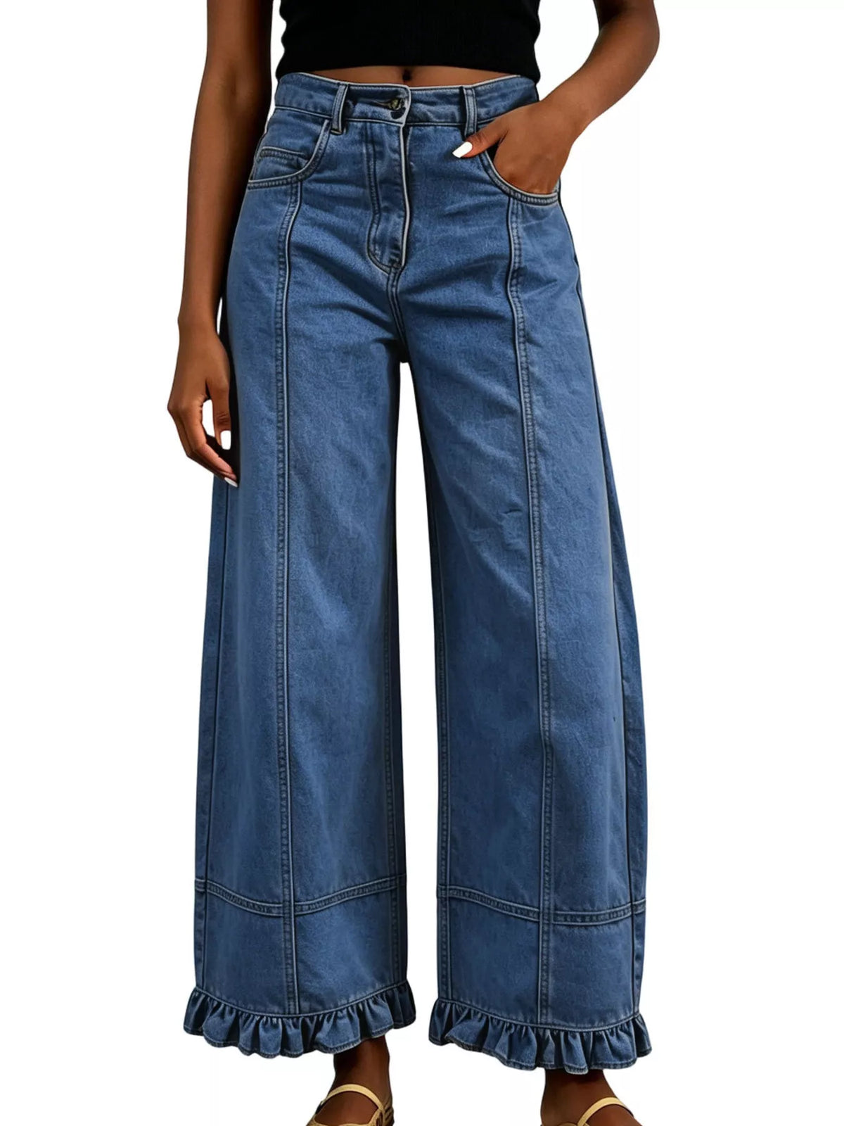 The Nova Ruffle Hem Wide-Leg Jeans | STAHlin RADIANCE
