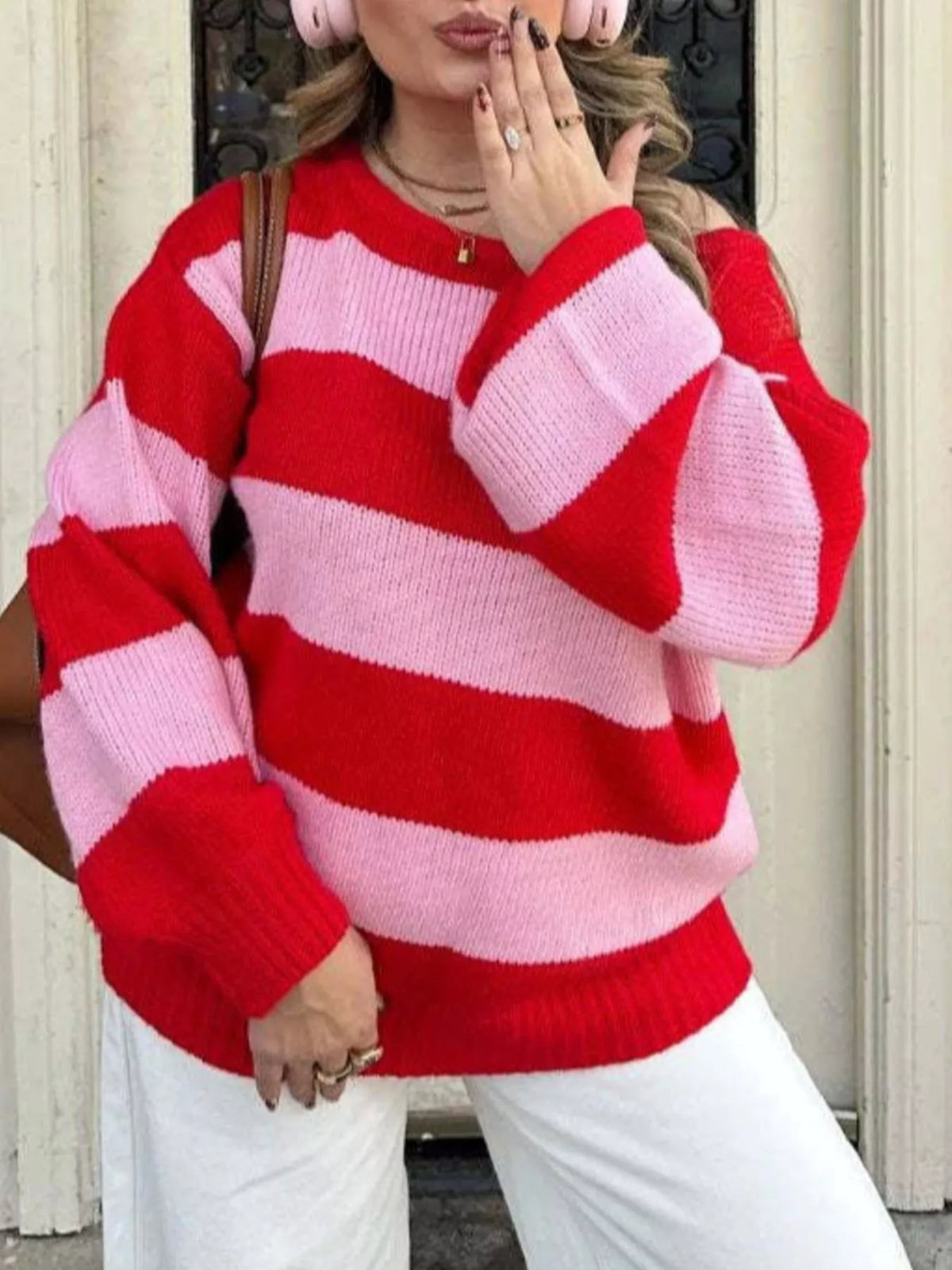 Striped Dropped Shoulder Oversized Sweater | STAHlin RADIANCE