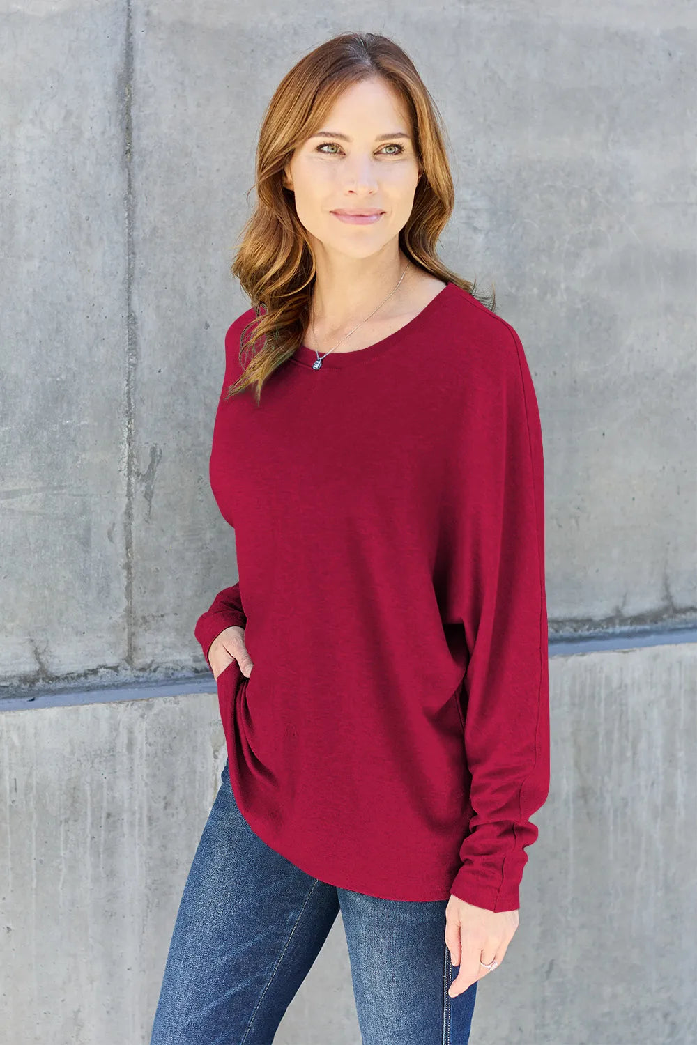 Double Take Full Size Round Neck Long Sleeve T-Shirt | STAHlin RADIANCE