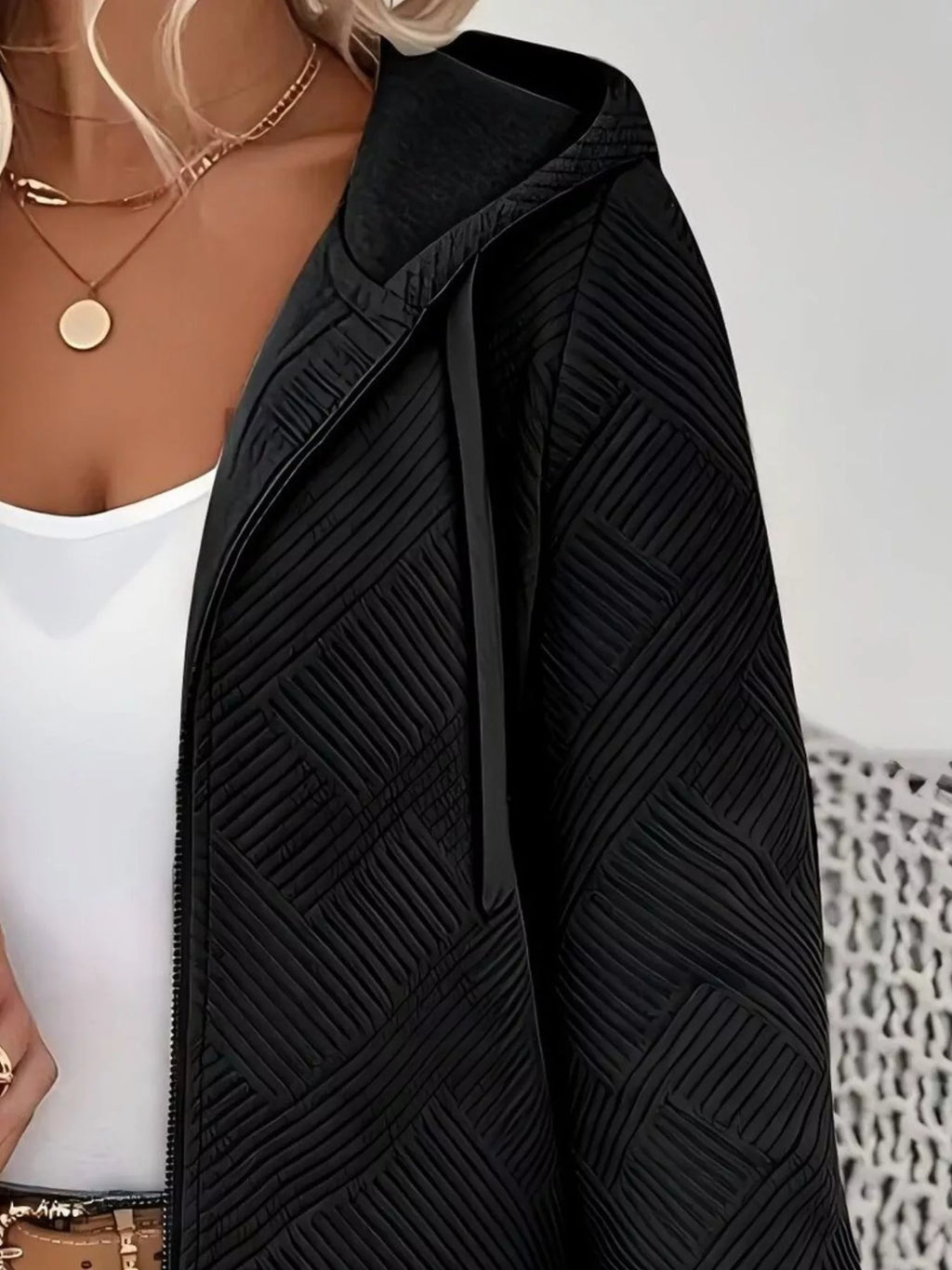 Textured Zip-Up Hooded Jacket | STAHlin RADIANCE