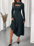 Ribbed Knit Cutout Long Sleeve Midi Dress | STAHlin RADIANCE