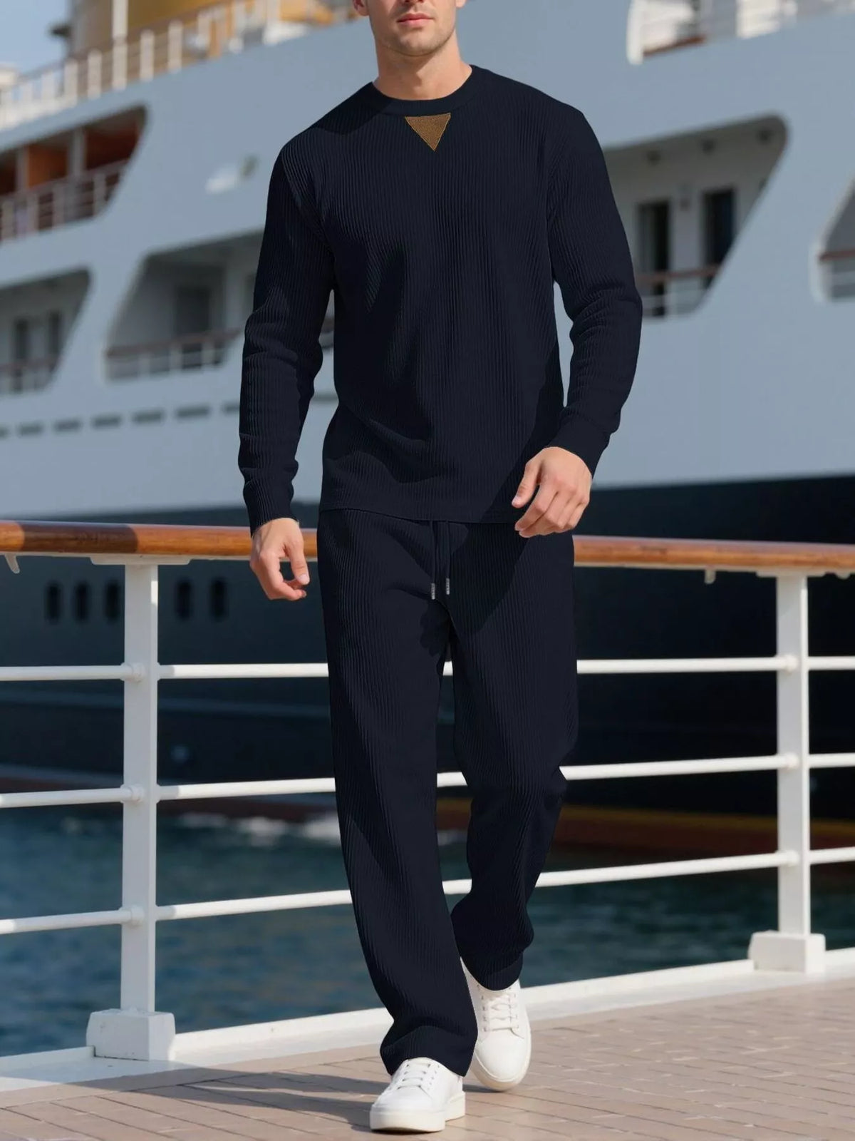 Men's Full Size Casual Crewneck Long Sleeve Sweatshirt and Jogger Set Plus Size | STAHlin RADIANCE