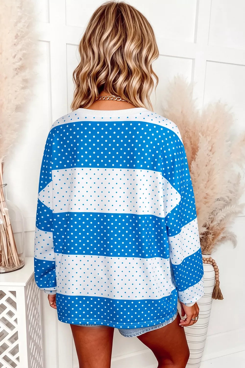 Casual Color-Block Polka Dot Long Sleeve Top | STAHlin RADIANCE