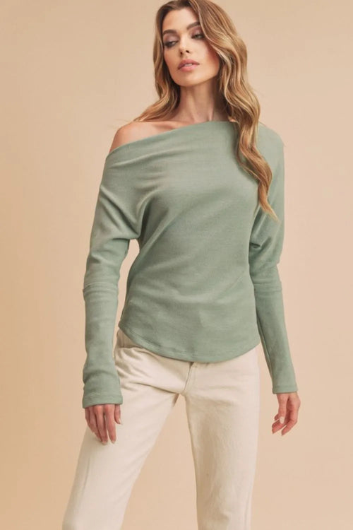 Aemi + Co One Shoulder Long Sleeve Knit Top | STAHlin RADIANCE