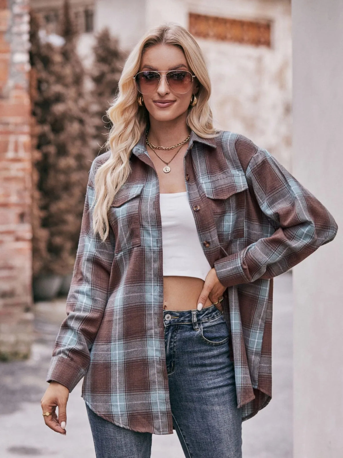 Plaid Button-Down Long Sleeve Shirt | STAHlin RADIANCE