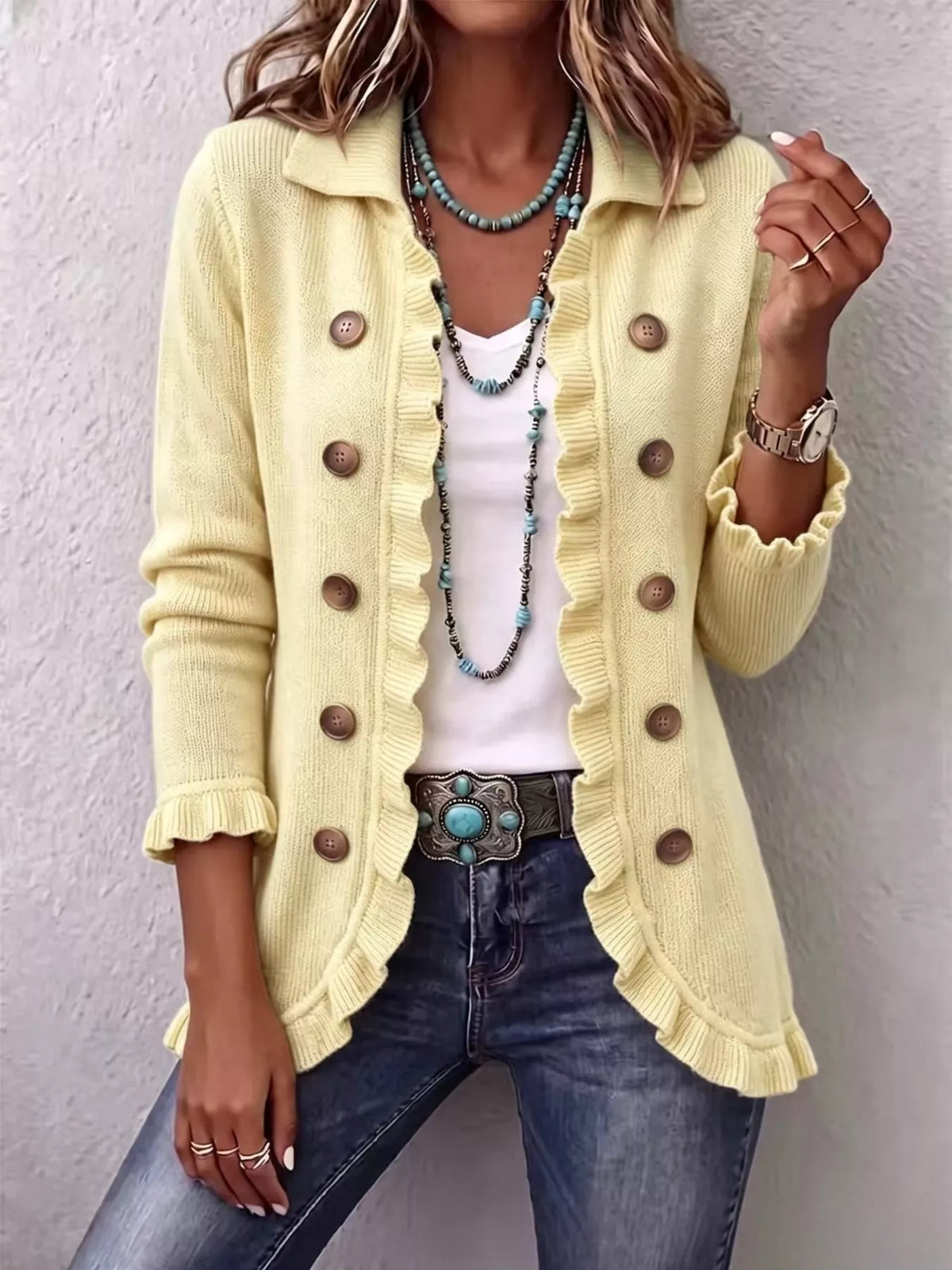 The Eloise Ruffle Cardigan | STAHlin RADIANCE